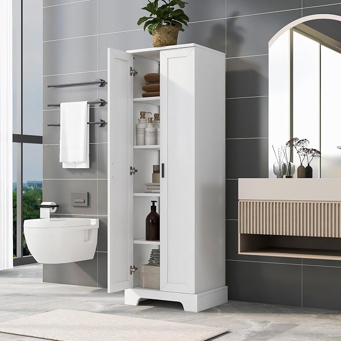 71" Tall Bathroom Storage Cabinet, Freestanding Linen Cabinet by Unknown