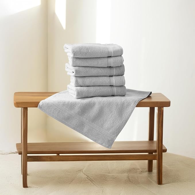 SALBAKOS 100% Turkish Cotton Hand Towel Set of 6 16x30 inch | Heirloom Quality - Image 2