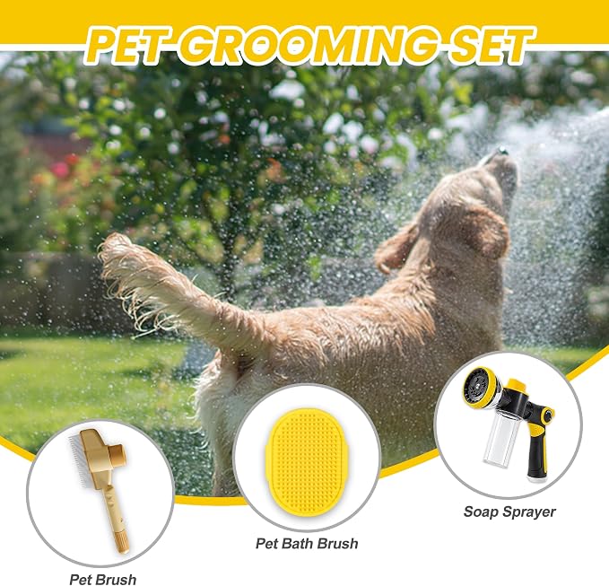 Dog Wash Hose Attachment, 10-in-1 Spray Mode Pet Shower Soap Sprayer - Image 3