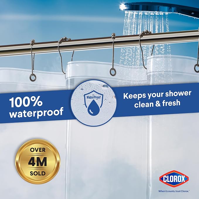 CLOROX Shower Curtain Liner, Premium Medium-Weight Durable Waterproof 6g PEVA - Image 6