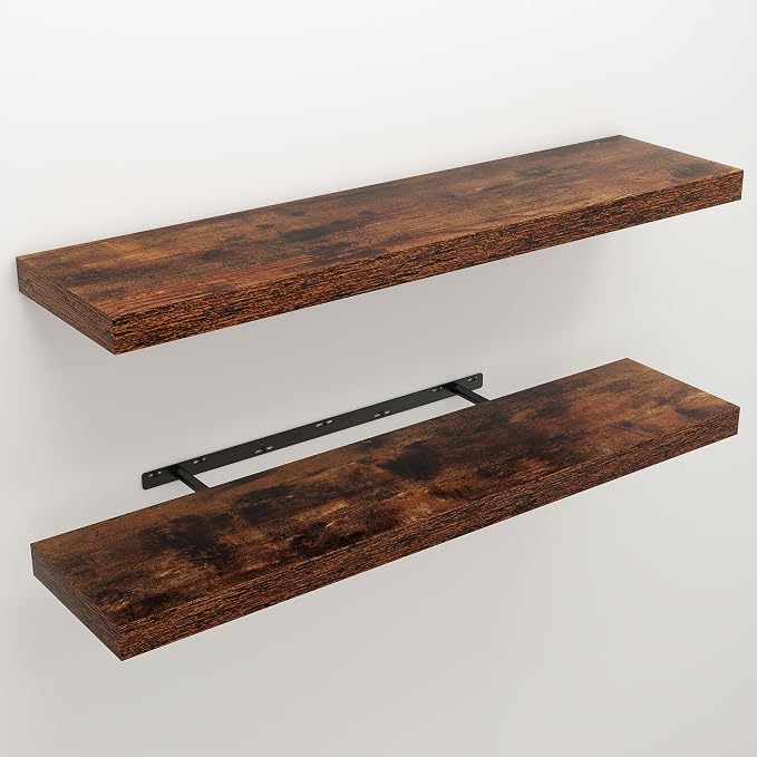 Floating Shelves for Wall, 9.3" Deep Wall Mounted Wood Shelves for Bathroom - Image 3