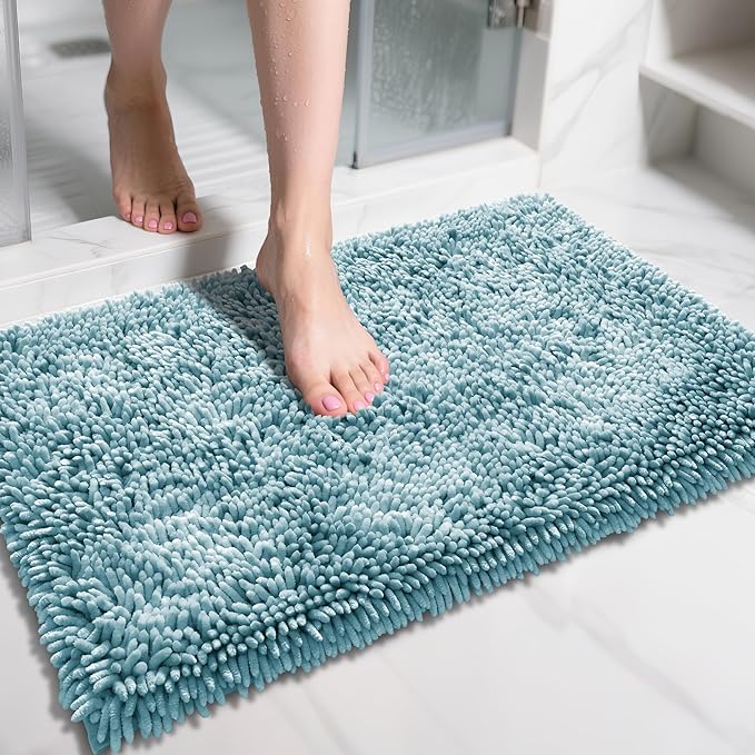 Yimobra Chenille Bathroom Rugs Non Slip, Extra Thick Soft Absorbent Bath Rug by Yimobra