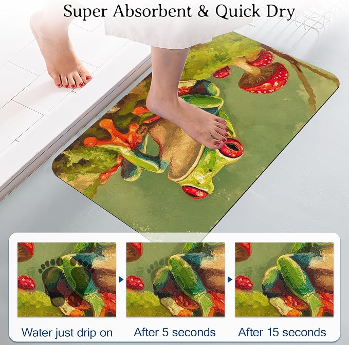 Elightvap Bath Mat Red Eyes Tree Frog Bathroom Rug, Soft and Non SlipTropical - Image 3