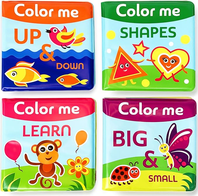 BabyBibi Color Me Bath Books Plus Crayons – Set of 4 Different Books – Includes - Image 2