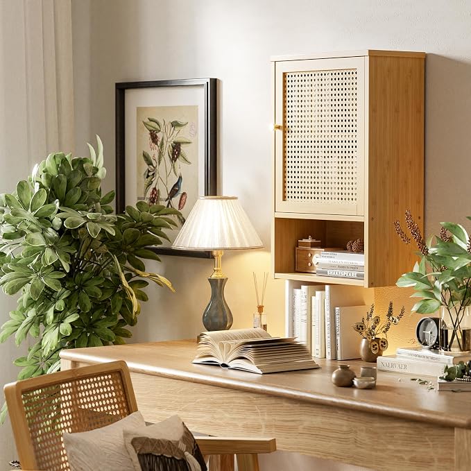 Bathroom Wall Cabinet, Bamboo Over-The-Toilet Storage Organizer - Image 4