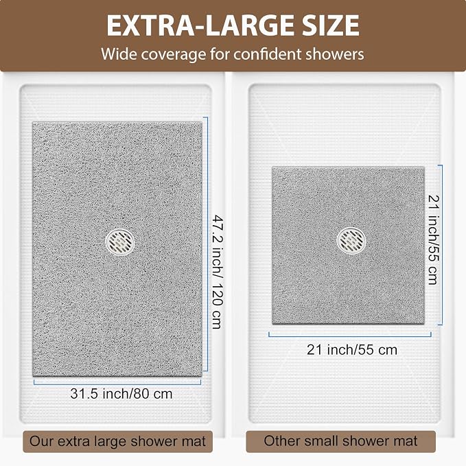 Shower Mat Non Slip: 47.2 x 31.5 Inch Extra Large Shower Mats - Image 2