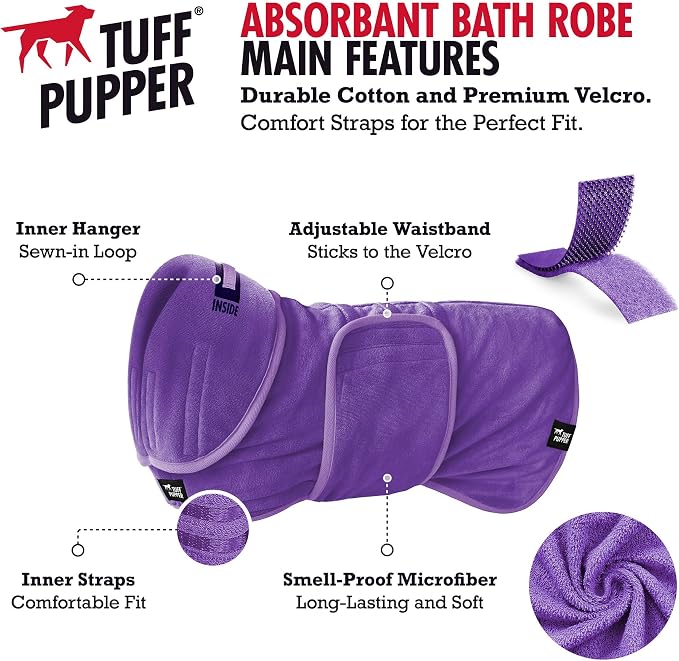 Tuff Pupper Fast Drying Dog Bath Robe | 800 GSM Plush Dog Towel - Image 2