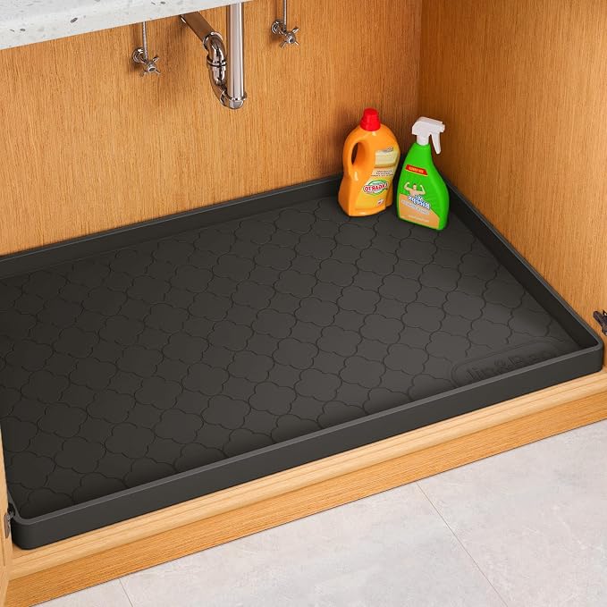Jin&Bao Waterproof Under Sink Mat 34" x 19", Thick Silicone Mat Cabinet by Jin%26Bao