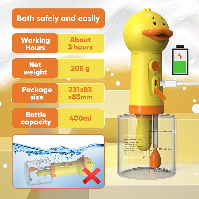 Electric Dog Shampoo Dispenser Dog Shampoo Sprayer Duck Shampoo Foamer - Image 4