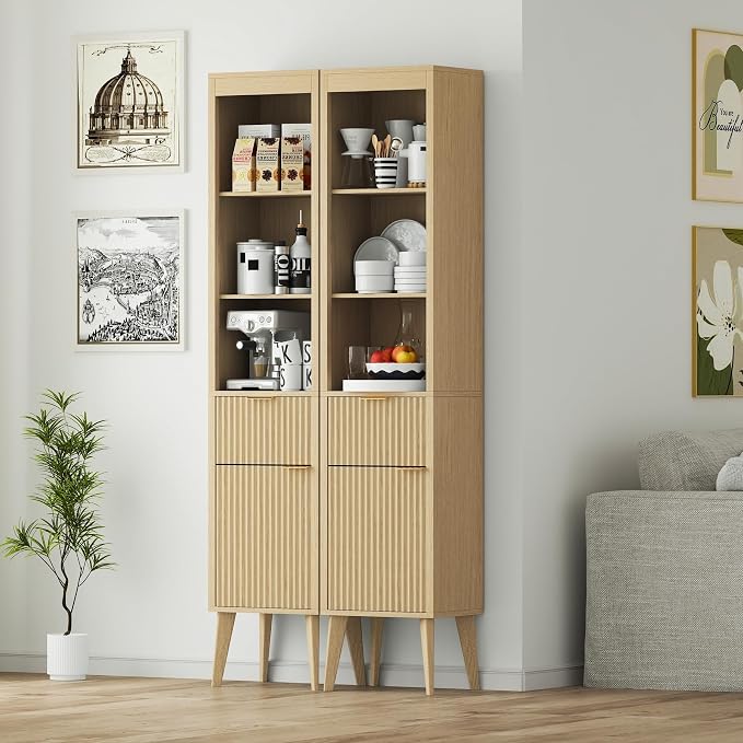 70" H Tall Storage Cabinet, Fluted Freestanding Floor Organizer - Image 6