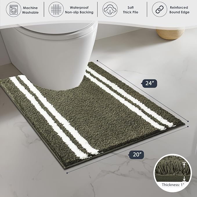 PURRUGS Bathroom Rug Non-Slip Machine Washable 20" x 24" U-Shaped, Super - Image 6