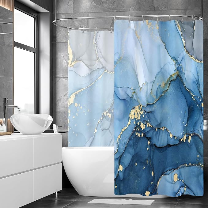 Extra Wide Marble Shower Curtain 108 x 72, Modern Luxury 108 inch Long Shower - Image 2