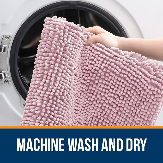 OLANLY Bathroom Rugs 36x24, Extra Soft Absorbent Chenille Bath Rugs, Rubber - Image 5