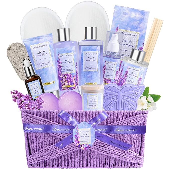 Gift baskets for women, Bath Bomb. Unique Relaxing Spa Gift Basket Set by Ariosemonde