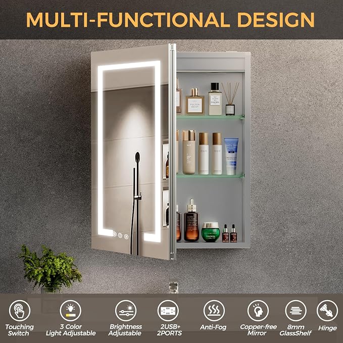 New LED Bathroom Mirror 16 * 24 Stepless Dimmable Wall Mirrors - Image 4