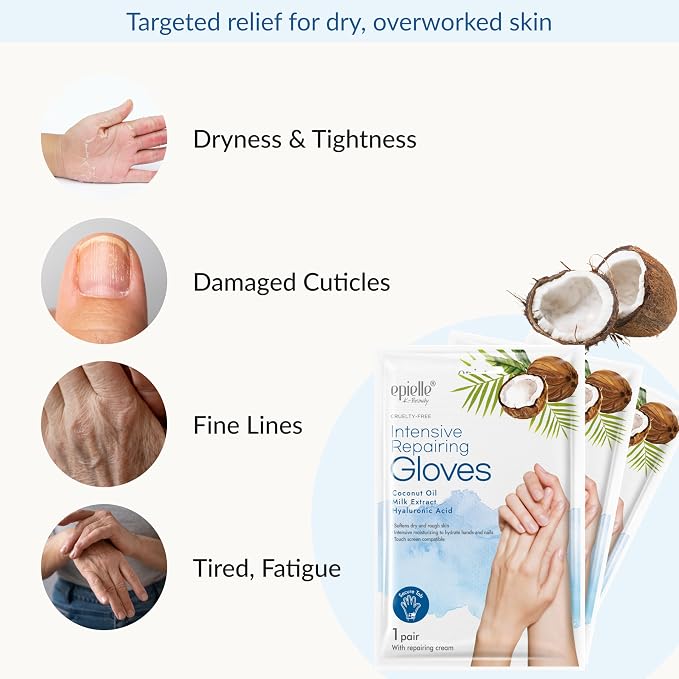 Epielle Intensive Repairing Hand Mask 6 Pairs, Deep Moisturizing Gloves - Image 4