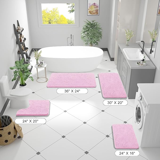 OLANLY Bathroom Rugs 47x20, Extra Soft Absorbent Chenille Bath Rugs, Rubber - Image 2