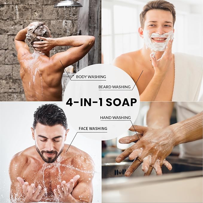 Rinse & Robust Mens Natural Bar Soap 6Pcs Handmade Cleansing Soap Bar Set - Image 3