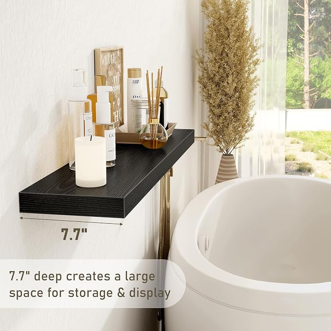 Fun Memories Black Floating Shelves 36 Inch Long, Rustic Farmhouse Bathroom - Image 4
