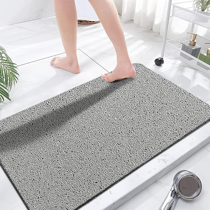 godehone Shower Mats Non Slip Without Suction Cups, PVC Loofah Bathroom Mats by godehone