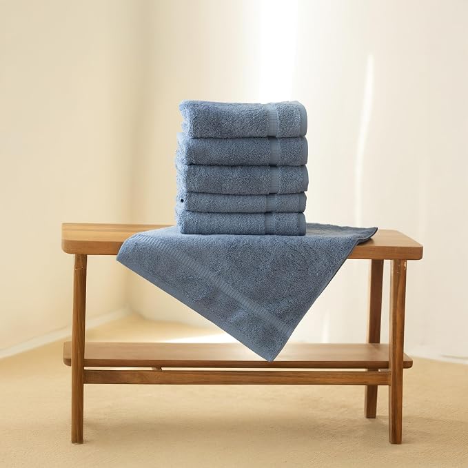 SALBAKOS 100% Turkish Cotton Hand Towel Set of 6 16x30 inch | Heirloom Quality - Image 2