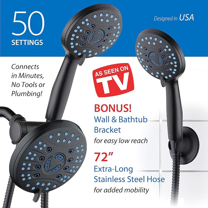 Hotel Spa AquaCare As-Seen-On-TV High Pressure Handheld & Rain 50-mode 3-way - Image 6