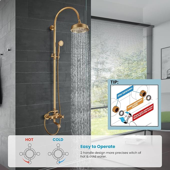 gotonovo Exposed Bathroom Shower System Classic Shower Kit 8 Inch Luxurious - Image 2