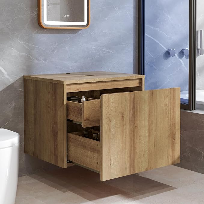 Bathroom Vanity, Natural Color Wall-Mounted Bathroom Vanity - Image 6