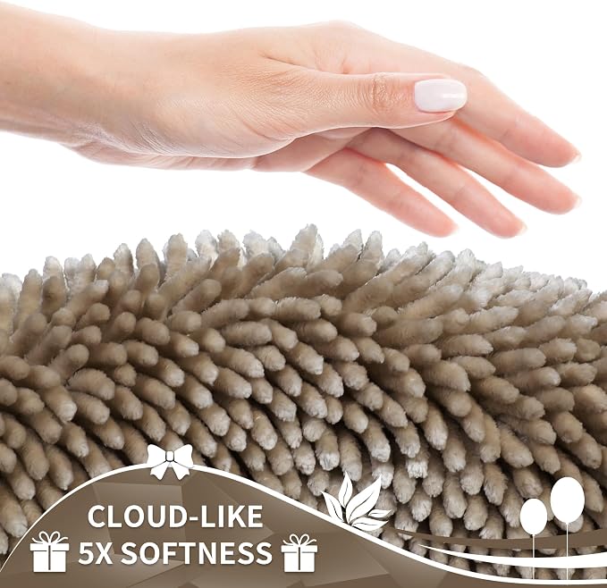 Yimobra Chenille Bathroom Rugs Non Slip, Extra Thick Soft Absorbent Bath Rug - Image 5
