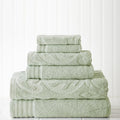 Modern Threads 6 Piece Jacquard/Solid Towel Set-Medallion Swirl Soft Jade by ModernThreads