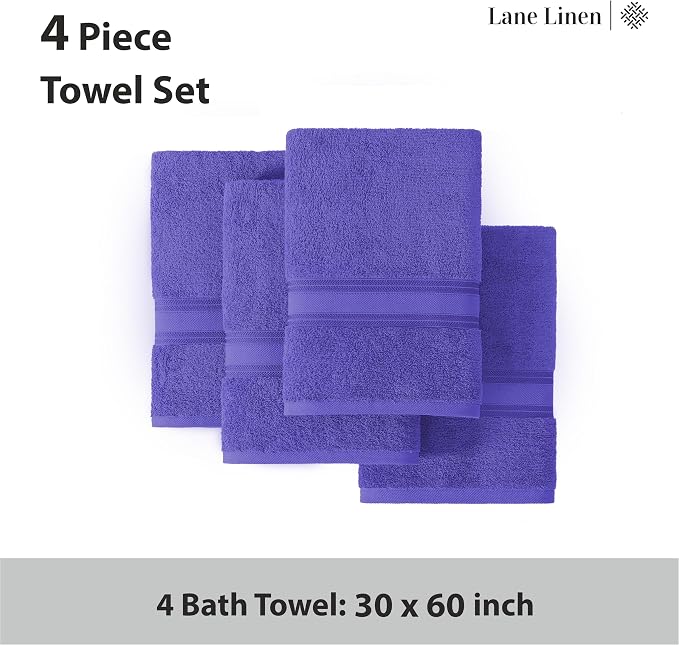 LANE LINEN 100% Cotton 4 Pack Bath Towels Set - Image 4