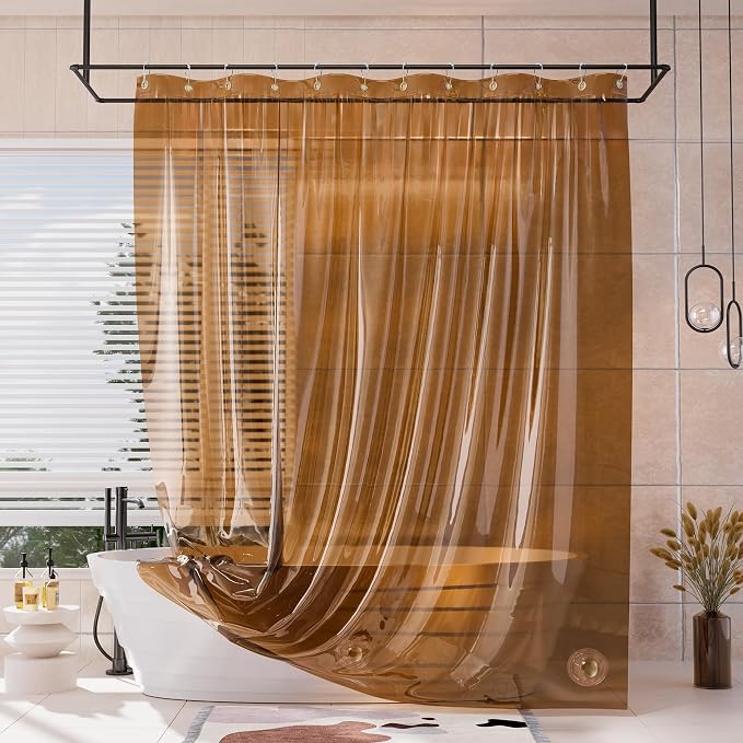 AmazerBath Long Shower Curtain Liner, 100% EVA Soft Clear Amber Heavy Duty 78 by AmazerBath