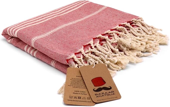 Bazaar Anatolia Turkish Towel 100% Cotton Beach Towel 76x38 Thin Lightweight by BazaarAnatolia