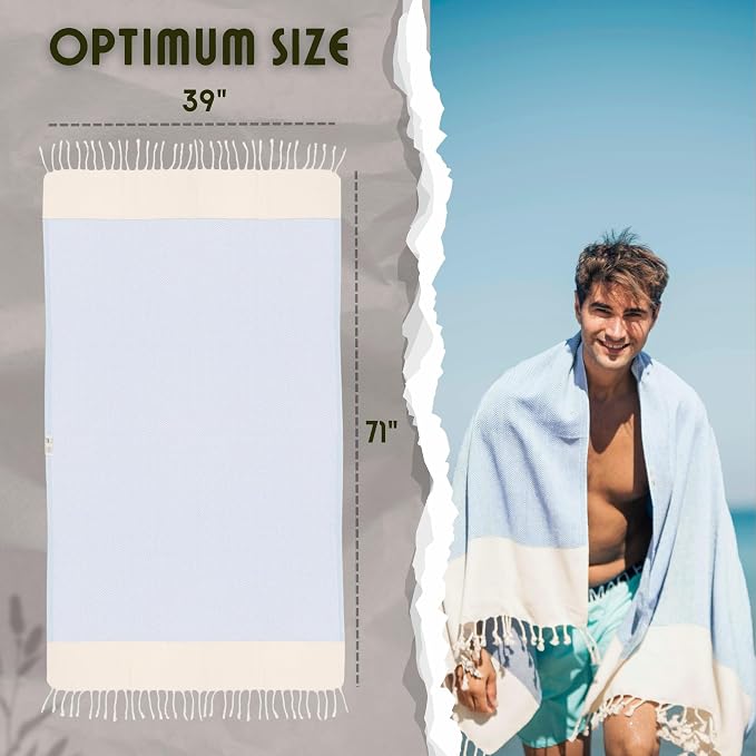 Bazaar Anatolia Turkish Beach Towel 100% Cotton Bath Towels 71x39 Quick Dry - Image 3
