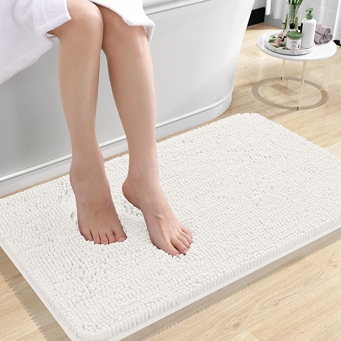 OLANLY Bathroom Rugs 24x16, Extra Soft Absorbent Chenille Bath Rugs, Rubber by OLANLY