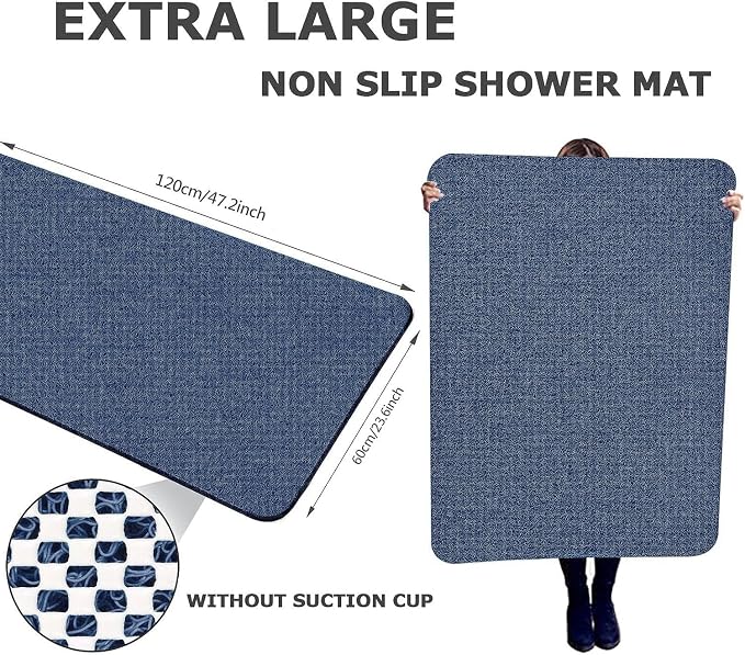 godehone Shower Mats Non Slip Without Suction Cups, PVC Loofah Bathroom Mats - Image 2