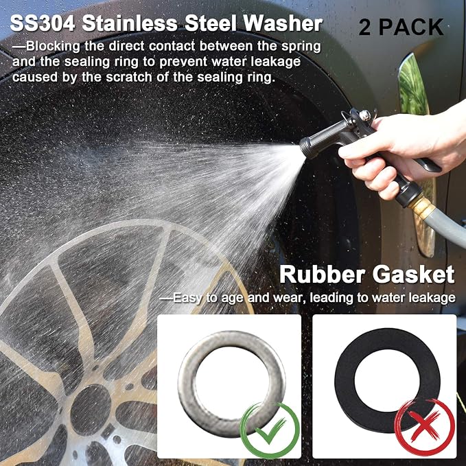Hose Nozzle 2 Pack, Full Size Pistol Grip Water Nozzle Sprayer - Image 5