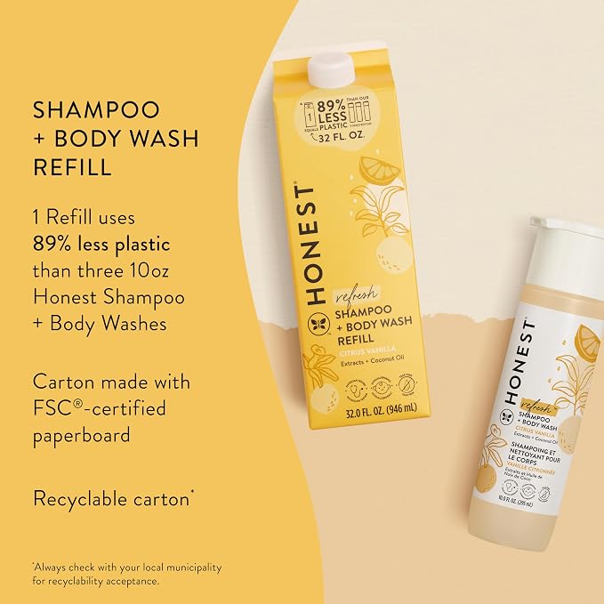 The Honest Company 2-in-1 Cleansing Shampoo Body Wash Refill Carton Gentle - Image 3