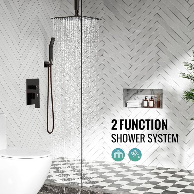 SR SUN RISE 12 Inch Oil Rubbed Bronze Shower System Brass Bathroom Luxury Rain - Image 2