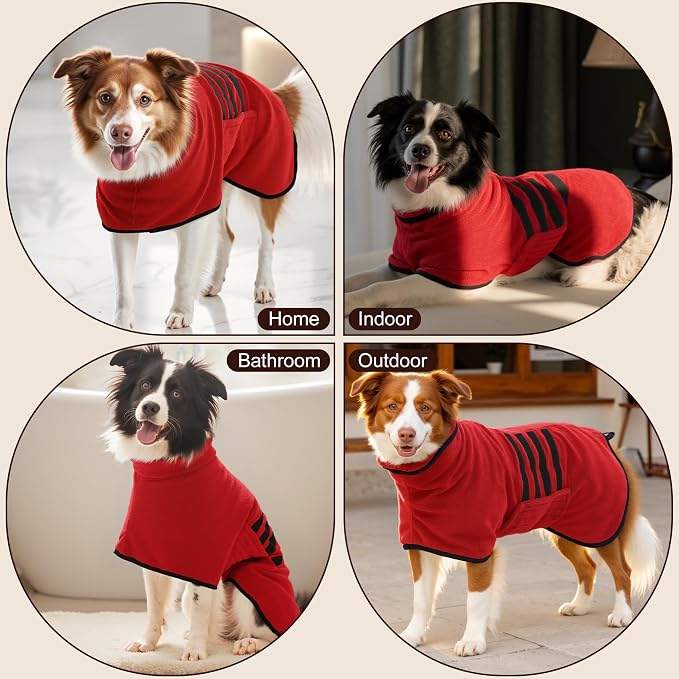 Microfibre Dog Bathrobe Towel Wrap Super Absorbent Dog Drying Coat Bath Robe - Image 6