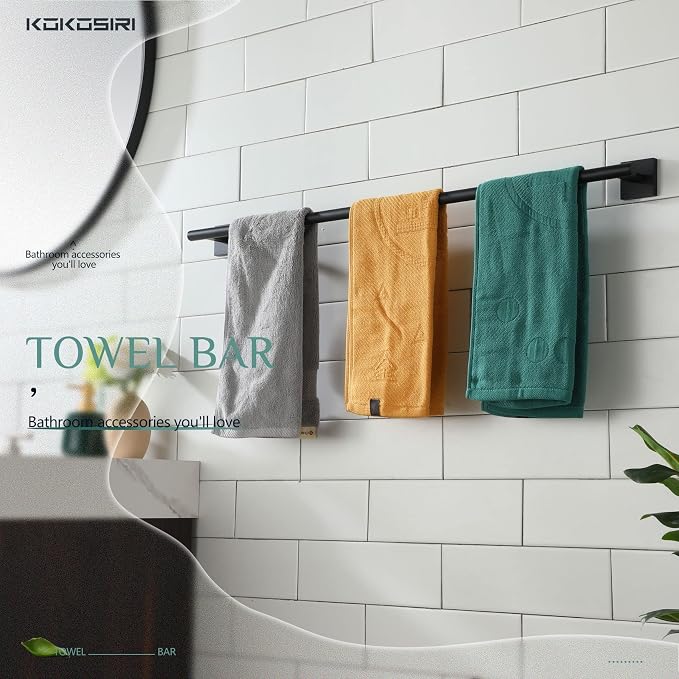 KOKOSIRI 32'' Towel Rails Bathroom Towel Bars Matte Black 32 Inch Bath Towel - Image 5