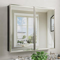Pre-Assembled Surface or Recessed Medicine Cabinet Mirror-40x30 Brushed Nickel by QUEENFUN