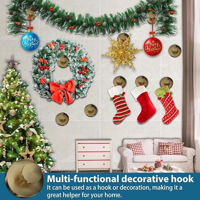 Suction Cup Hooks for Shower, Glass Door, Hold Robe & Wreath, Hanging up to 15 - Image 6