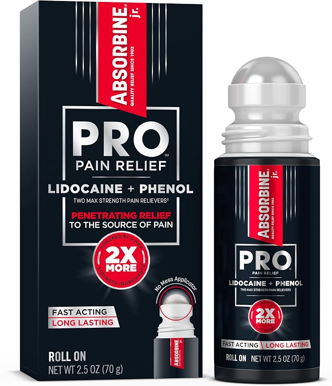 ABSORBINE JR. Pro Maximum-Strength Lidocaine Roll-On, Fast-Acting Nerve by AbsorbineJr