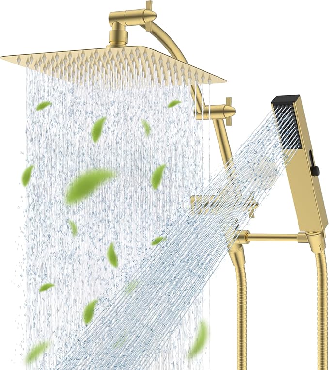 Hibbent All Metal CUPC Certified 10'' Rain Shower Head, Dual Shower Head Combo by Hibbent