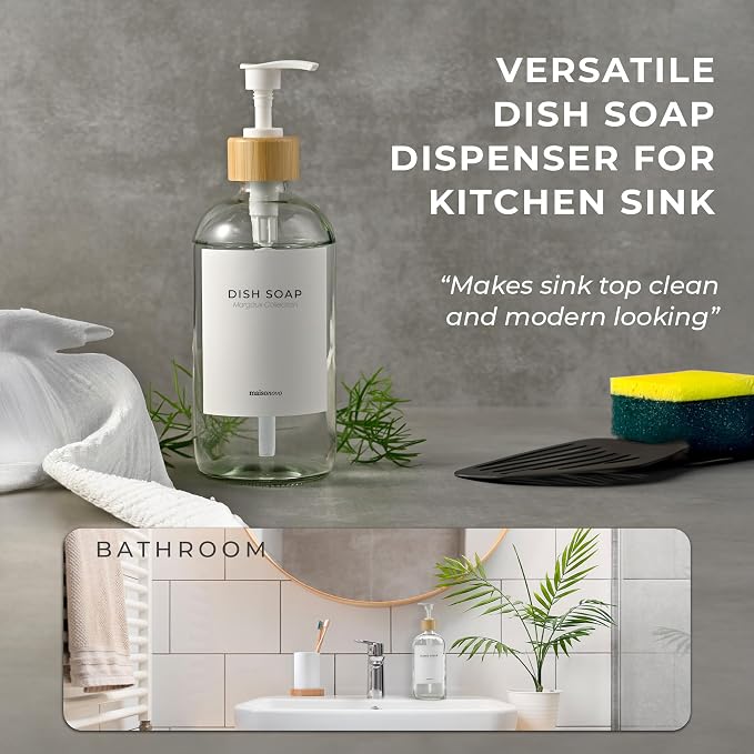 MaisoNovo Glass Hand Soap Dispenser | Dish Soap Dispenser - Image 3