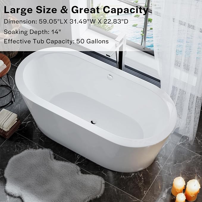 Empava Bathtub, Acrylic Free Standing Tub - Image 6
