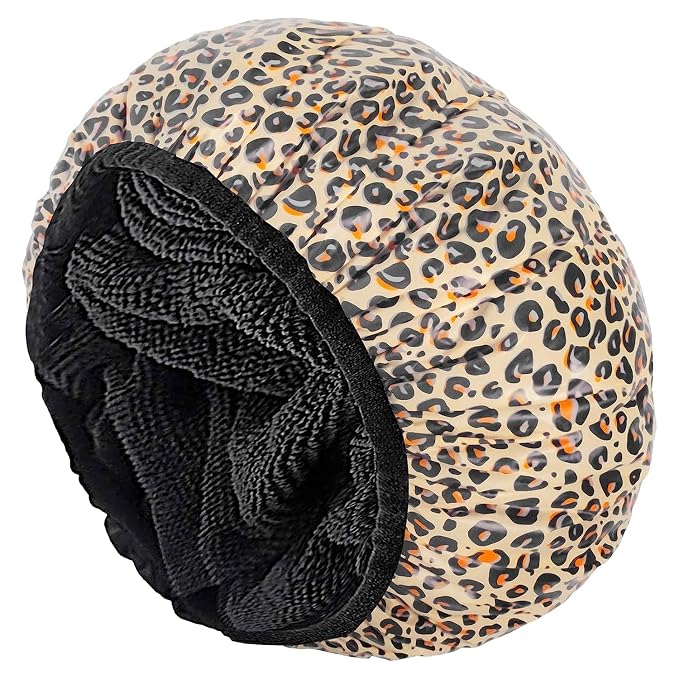 Auban Shower Cap, Shower Cap for Women Terry Cloth Lined EVA Exterior Reusable by Auban