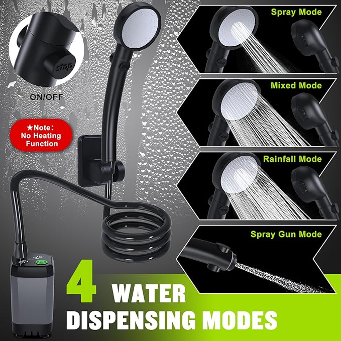 Portable Shower for Camping, Spopal 6000mAh Rechargeable Camping Shower - Image 4