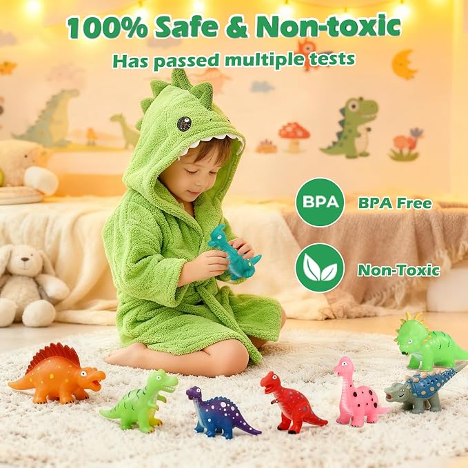 Color Changing Dinosaur Bath Toys: Mold Free No Hole Bathtub Toys - Image 5